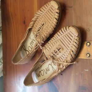 huaraches style sandals camel colored leather women's size 8, eu size 39